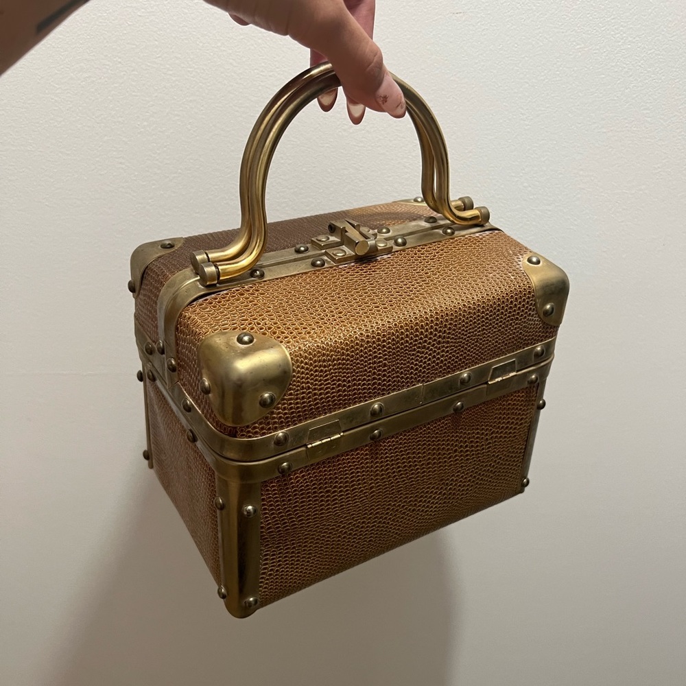 60’s Delill Brown Snakeskin Train Case Purse